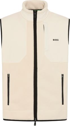 Boss Green by Hugo Boss Fleeceweste BOSS GREEN, Damen, Gr. L, open wei&szlig;131, Fleece, Obermaterial: 100% Polyester, unifarben, relaxed fit normal, hoch geschlossener Ausschnitt