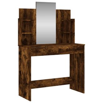 Berkfield Home Dressing Table with Mirror Smoked Oak 96x39x142 cm in Brown | Size: 96 x 39 x 142 cm
