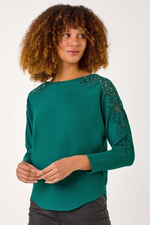 Roman Contrast Sleeve Trim Knit Jumper