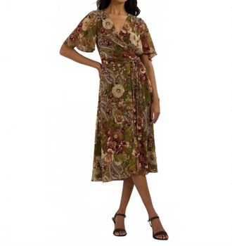 Ralph Lauren Floral Midi Dress In Green