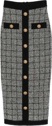 Balmain Gonna midi a quadri - Grigio