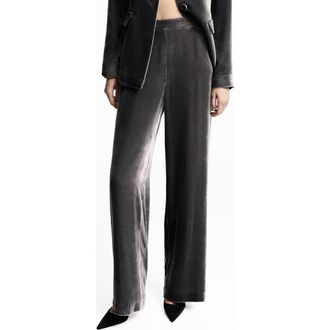 Mango Silvie Straight Leg Velvet Trousers in Silver at Nordstrom Rack, Size 4