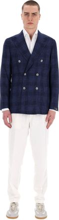 Barba Prince of Wales Double-Breasted Virgin Wool Tailored Jacket