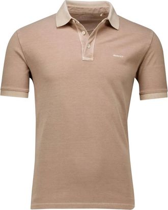 GANT Tops, Heren, Beige, XL, Beige poloshirt met korte mouwen
