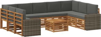vidaXL Set Di Divani Da Esterno 10 Pz Naturale E Antracite Poliestere Vidaxl