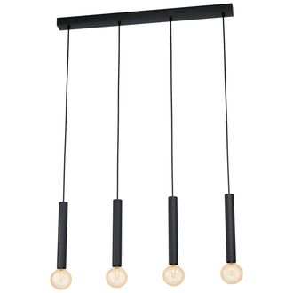 Loops Pendant Ceiling Light 4 Black Long Bulb Holders Kitchen Bulb E27 4x60W