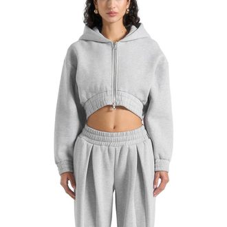 Mani&egrave;re De Voir Josiane Relaxed Zip Through Hoodie in Grey at Nordstrom, Size 10