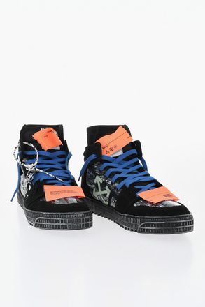 Off-white Suede High-Top Sneakers with Printed Details Off-White