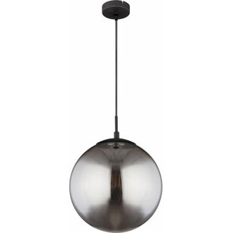 ETC Shop Lampada a sospensione a soffitto con sfera di vetro Lampada a sospensione con sfera di vetro fum&eacute;, metallo nero opaco, 1x E27, DMxHeight 30x120cm