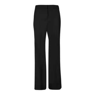 Lardini Broeken, Dames, Blauw, M, Leer, Getailleerde Flared Broek