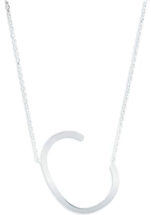 MAX + STONE Sterling Silver Large Sideways Block Initial Letter Necklace