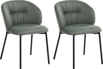 Beliani Conjunto De 2 Sillas De Comedor Modernas Con Asiento Tapizado De Tela Sal&oacute;n Comedor Verde Mesa