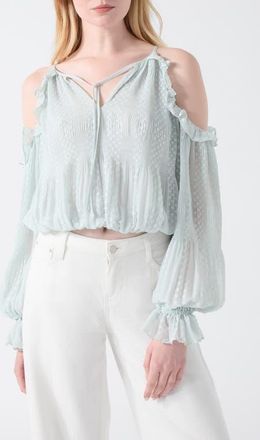 Guess Emilia Clip Dot Cold Shoulder Top in Open at Nordstrom, Size X-Large