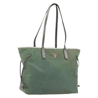 Prada Pre-owned Tote Bags, female, Green, Size: ONE SIZE Pre-owned Vintage Nylon Tote Bag