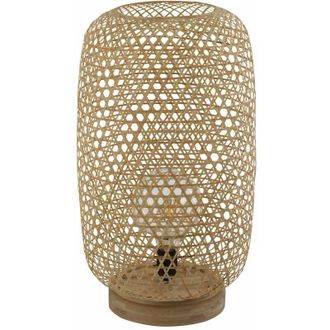 ETC Shop Lampada da terra in rattan lampada in bamb&ugrave; naturale, dimmerabile, 1x 10W 1x 806lm 2700-6500K, LxLxH 27,5x21,5x29 cm, soggiorno