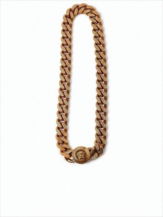 Versace Textured Gold-Tone Metal Chain Necklace With Medusa Clasp