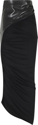Andamane Black Ursula Asymmetrical Draped Midi Skirt
