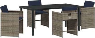 vidaXL Vidaxl - Conjunto De Comedor De Jard&iacute;n Con Coj&iacute;n 5 Pcs Gris Polirat&aacute;n