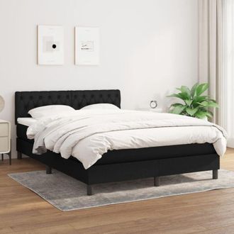 vidaXL Cama Box Spring Con Colch&oacute;n Tela Negro 140x200 Cm Vidaxl