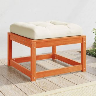 vidaXL Taburete De Jard&iacute;n Con Cojines Madera Maciza Pino Marr&oacute;n Cera Vidaxl
