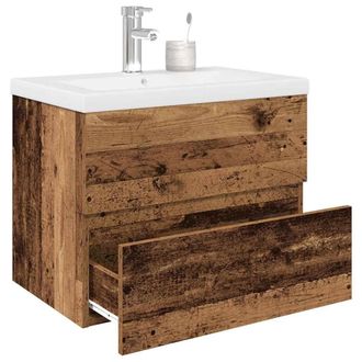 Berkfield Home Sink Cabinet with Built-in Basin & Faucet Old Wood in Brown