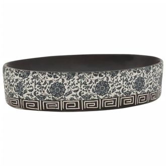 Berkfield Home Countertop Basin Black & Blue Oval 56.5x36.5x13.5 cm Ceramic