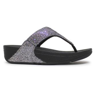 FitFlop Lulu Glitterball Toe Post Synthetic Womens Comfort Sandals - Silver - Size:UK 6.5