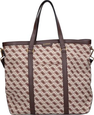 Guess Fabric and Faux Leather Shopper - Dames - Tassen - Bruin - Maat: ONE Size Leer