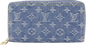 Louis Vuitton Pre-owned Zippy Wallet Monogram Denim Lange Portemonnee - Heren - Vintage Accessoires - Blauw - ONE Size - Denim - Vintage