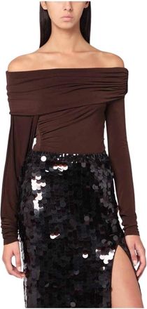 Andamane Stijlvolle Top met 95%Pl 5%Ea - Dames - Blouses - Bruin - L - Overhemden