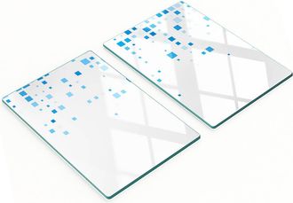OEM Tableros De Vidrio Duraderos Y Elegantes Con Un Patr&oacute;n De Cuadrados Azules De 2x40x52 Cm