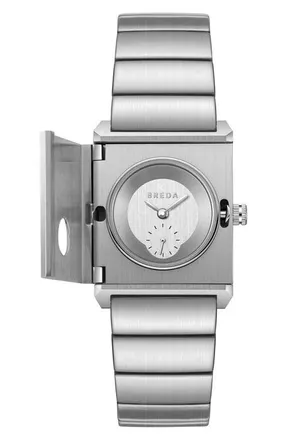 Breda Pulse Locket Tank Bracelet Watch, 26mm x 30mm in Silver at Nordstrom