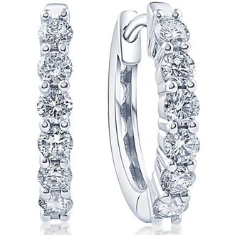 Pompeii3 3/4 Ct TW Diamond Hoops Womens Earrings in White or Yellow Gold 15mm tall