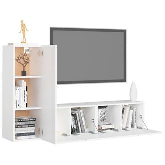 Berkfield Home Practical 3 Piece TV Cabinet Set White Engineered Wood