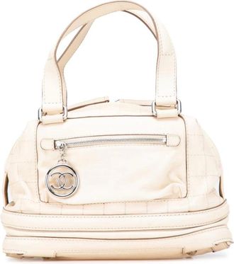 Chanel Pre-owned Handbags, female, Brown, Size: ONE SIZE Pre-owned Structured Leather Handbag with Top Handles and Exterior Pocket