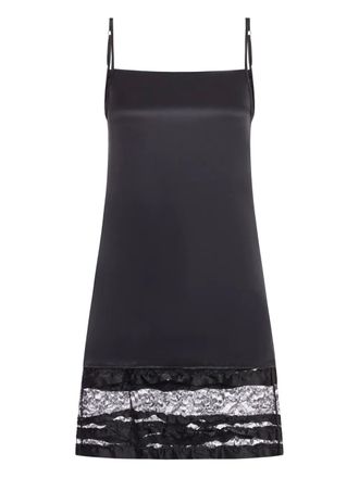 Niccol&ograve; Pasqualetti lace-panelled mini slip dress - women - Calf Leather - M - Black