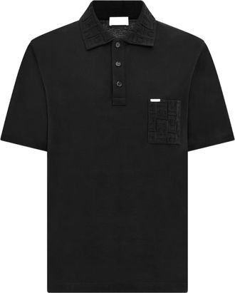 Ferragamo Poloshirt met jacquard en zak - Zwart