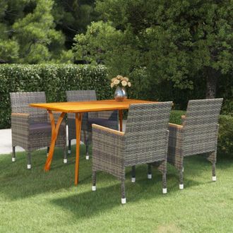 vidaXL Juego De Comedor Para Jard&iacute;n De 5 Piezas Gris Vidaxl