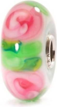 Trollbeads Womens Rose Glass Bead Charm In Pink/ Green