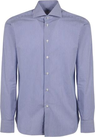 Borriello Cotton Poplin Shirt - Heren - Casual Overhemden - Blauw - M - Katoen - Overhemden