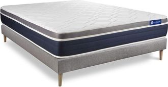 Actisom Somier Gris + Colch&oacute;n Con Muelles Y Viscoel&aacute;stica 180 X 190