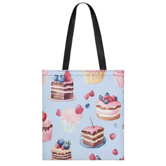 Generic Cute Cake Pattern Watercolor Womens Tote Casual Shopping Bag Lightweight Shoulder Bags Hobos Handbag for Work Travel Daily 35x40cm