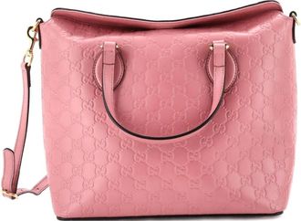 Gucci Signature Fold Over Tote Guccissima Leather Medium satchel - Rosa