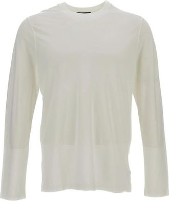 Zanone T-shirt met ronde hals en lange mouwen - Heren - Ronde hals truien - Wit - 4XL - Katoen - Truien & Vesten