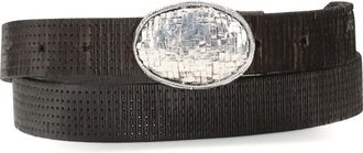 Brunello Cucinelli Textured Calfskin with Braided Buckle Belt - Brown