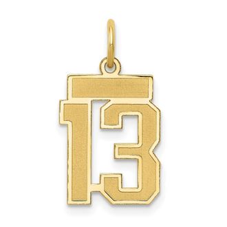 Diamond2Deal 14k Yellow Gold Small Satin Number Charm Pendant