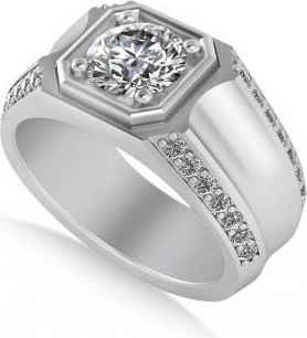 Allurez Diamond Accented Mens Engagement Ring 14k White Gold (2.06ct)