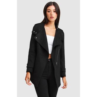Belle & Bloom Bad Girl Wool Blend Moto Coat in Black at Nordstrom, Size X-Large