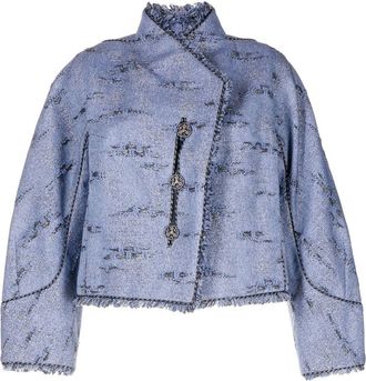 Shiatzy Chen Reminiscence metallic-jacquard jacket - women - Polyester/Cotton/Polyacrylic/Metallized Polyester/Polyamide - 42 - Blue