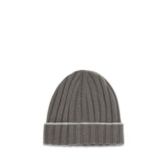 Brunello Cucinelli Mens Bicolor Cashmere Beanie Accessory